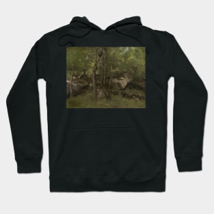 Rocks in the Forest of Fontainebleau by Jean-Baptiste-Camille Corot Hoodie